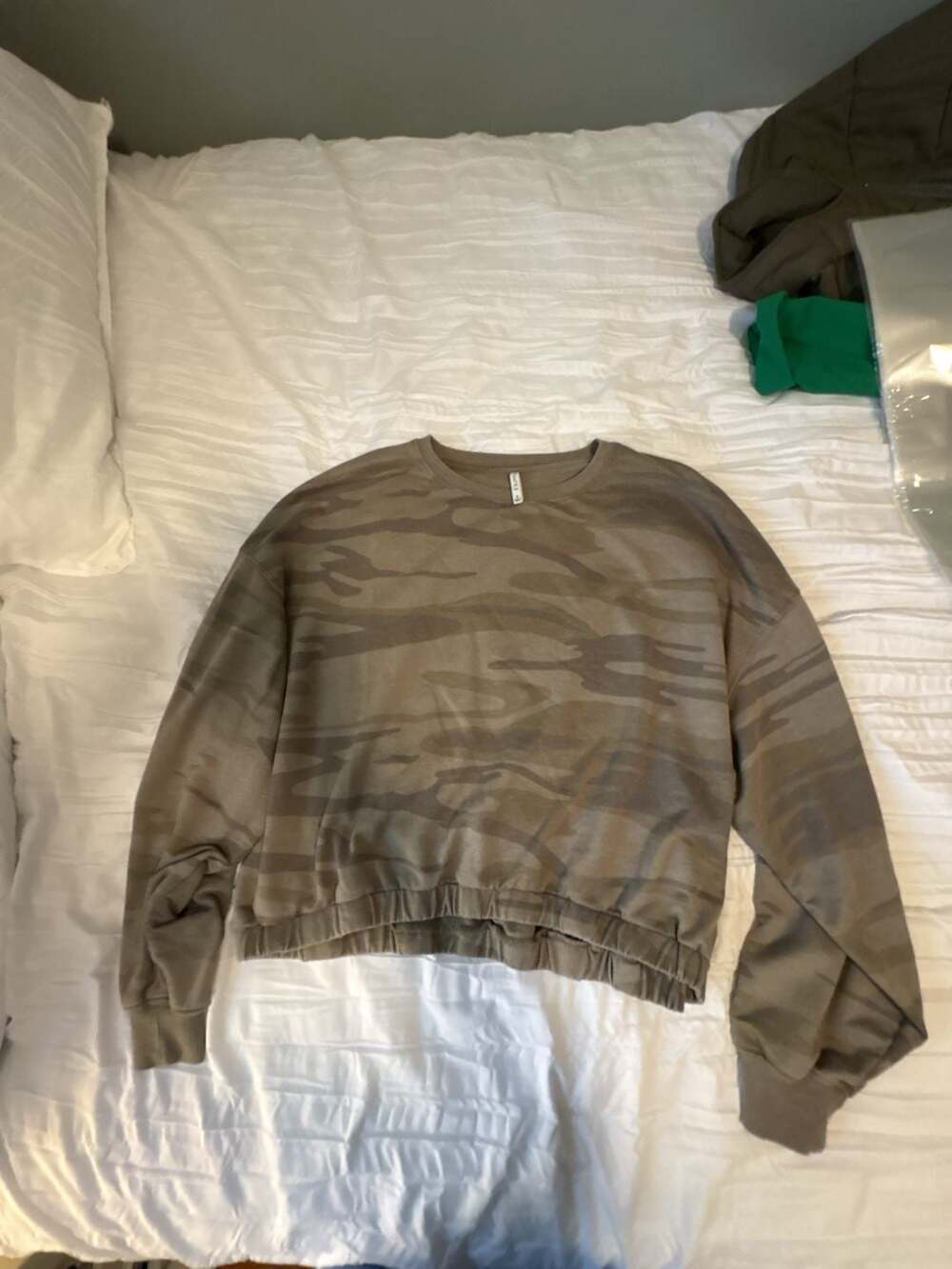 Z Supply Sayde Camo Crew Neck Banded Hem Sweatshirt